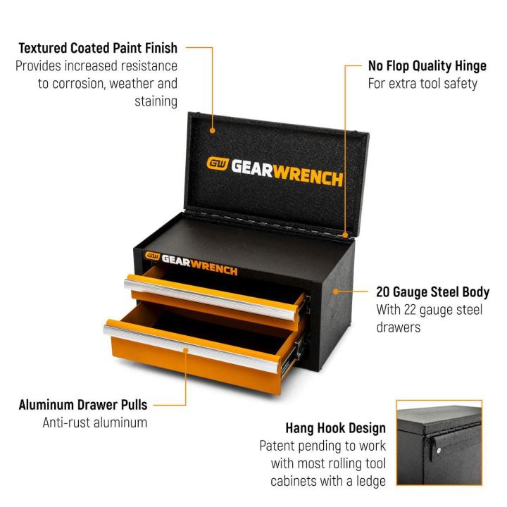 Text on image graphic for the GEARWRENCH GWBXMINIS explaining it features and benefits