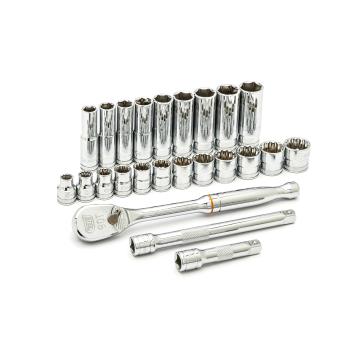 Image of 24 Pc. 3/8" Drive 6 and 12 Point Metric Standard and Deep Mechanics Tool Set - GearWrench