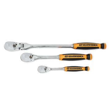 Image of 3 Pc. 1/4" and 3/8" Drive 90-Tooth Dual Material Ratceht Set - GearWrench