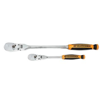 Image of 2 Pc. 1/4" and 3/8" Drive 90-Tooth Dual Material Flex Head Ratchet Set - GearWrench