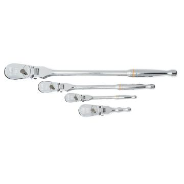 Image of 4 Pc. 1/4", 3/8" and 1/2" Drive 90-Tooth Flex Head Ratchet Set - GearWrench