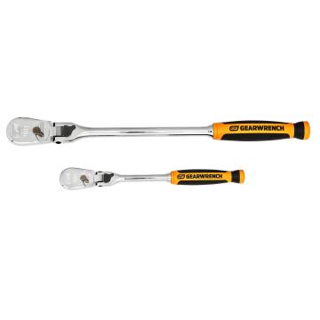 Image of 2 Pc. 1/4" and 3/8" Drive 90-Tooth Dual Material Locking Flex Head Ratchet Set - GearWrench