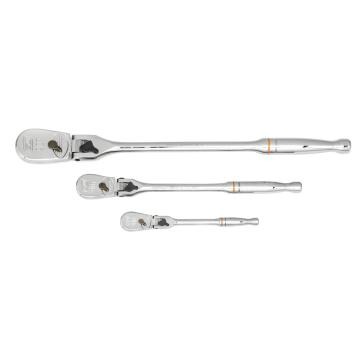 Image of 3 Pc. 1/4", 3/8" and 1/2" Drive 90-Tooth Locking Flex Head Ratchet Set - GearWrench