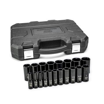 Image of 19 Pc. 1/2" Drive 6 Point SAE Deep Impact Socket Set - GearWrench