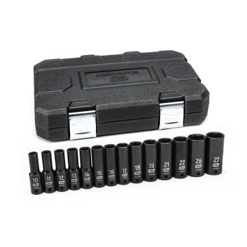 Image of 14 Pc. 1/2" Drive 6 Point Metric Deep Impact Socket Set - GearWrench