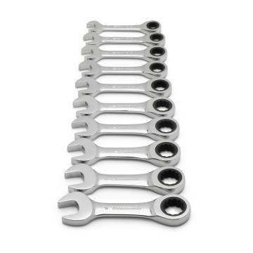 Image of 10 Pc. 12 Point 72-Tooth Metric Stubby Combination Ratcheting Wrench Set  - GearWrench